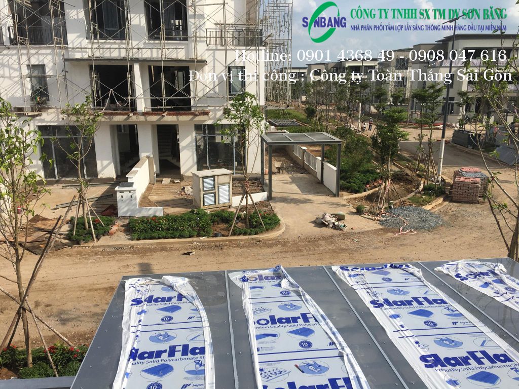 Sơn băng cung cấp 8000m2 polycarbonate dự án bất động sản swan city nhơn trạch đồng nai